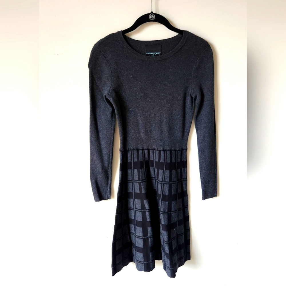 Cynthia Rowley Grey and Black Sweater Dress